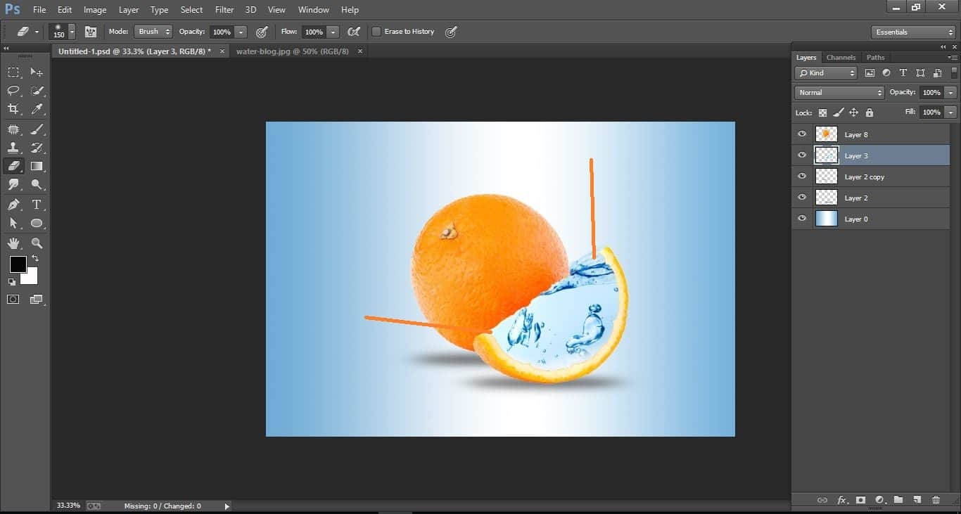 How to create water orange fruit and fish manipulation – in Photoshop
