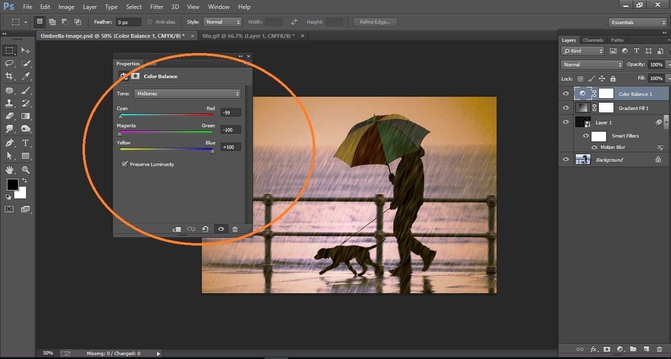 rain effect in Photoshop