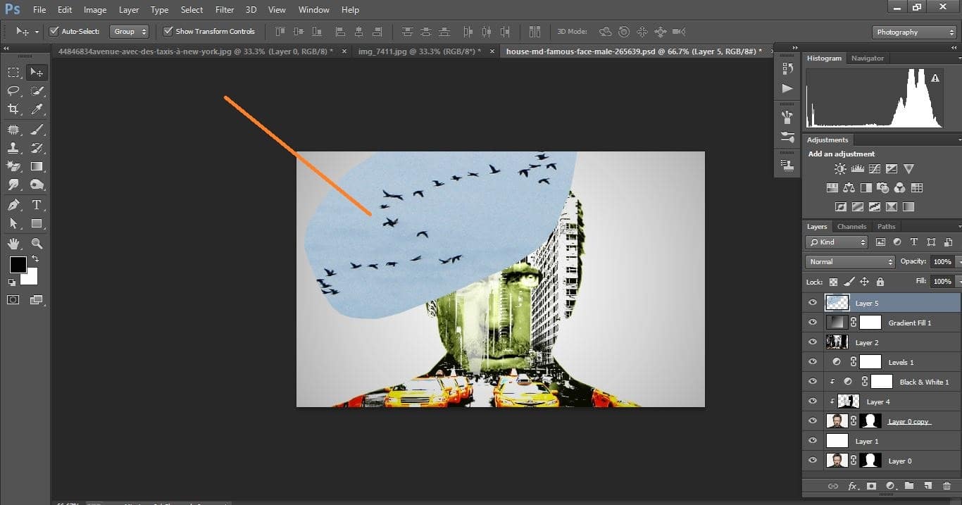 How to create double exposure portrait manipulation Man with New York City) –in Photoshop