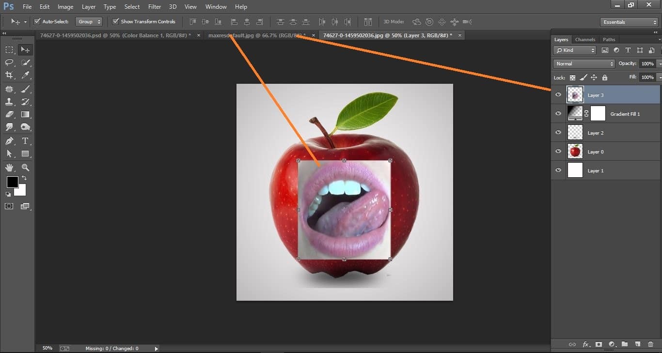 How to create very simple way effect apple – in Photoshop 